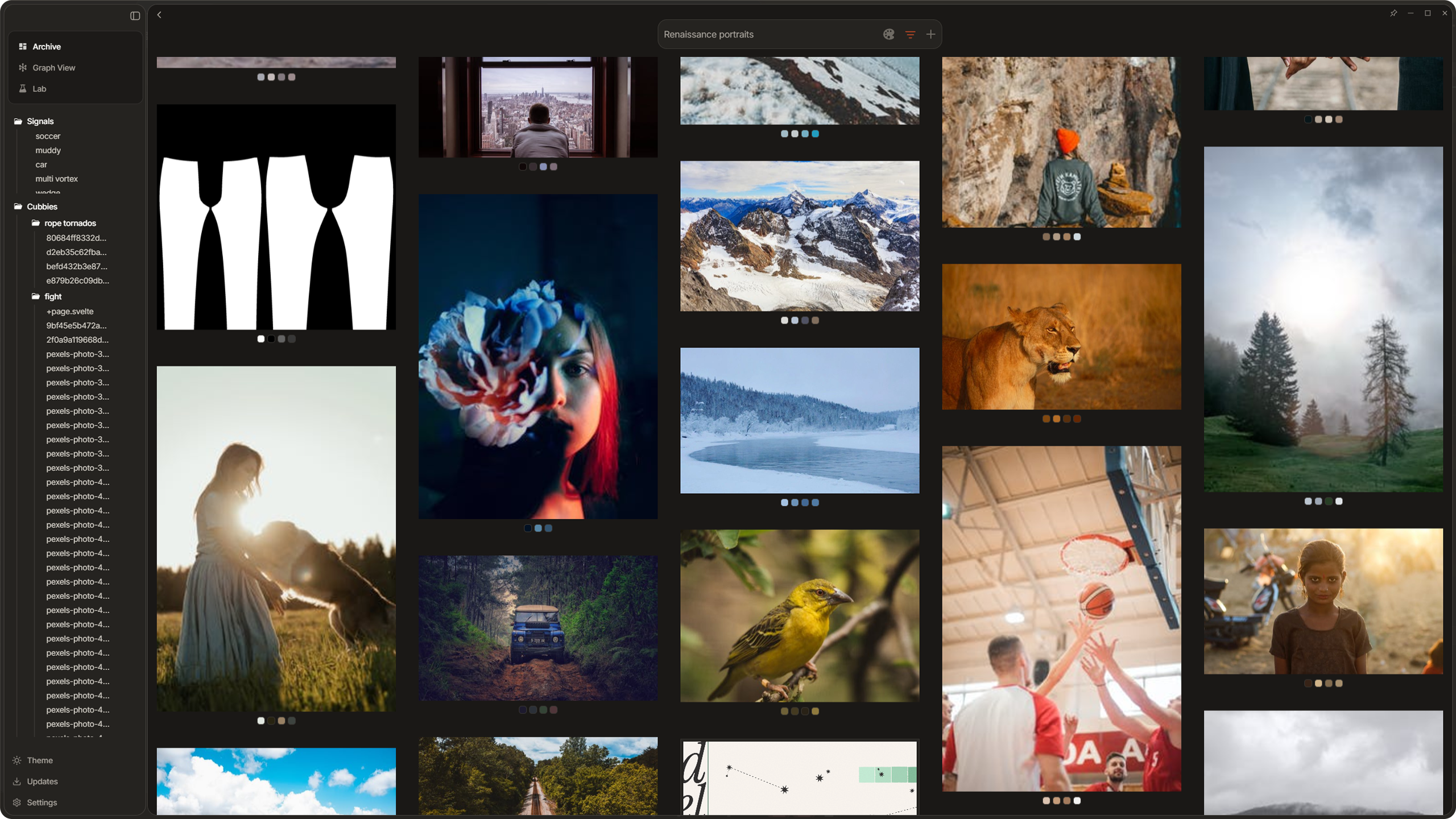 Sidebar showing Cubbies section with expanded cubby and thumbnail previews